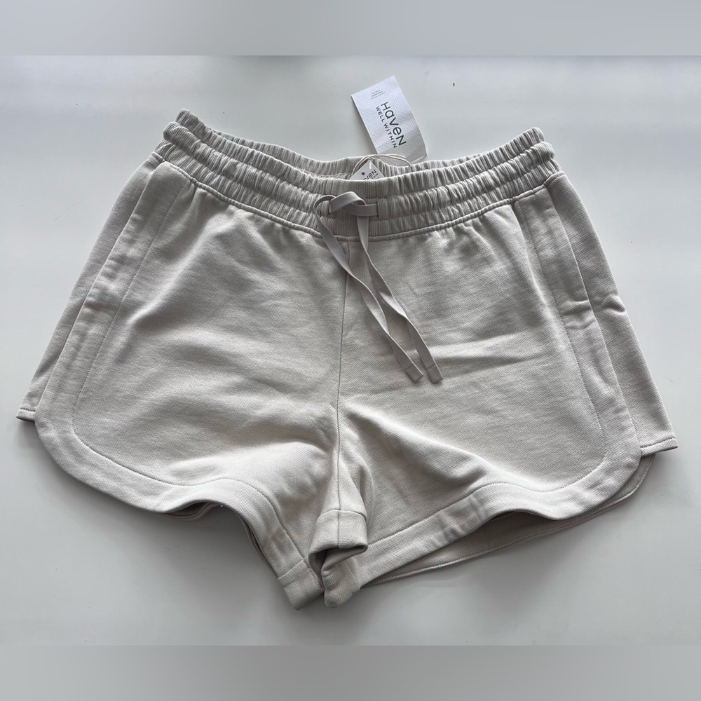Haven Well Within Organic Cotton Shorts cream oatmeal elastic waist floral - Picture 3 of 6